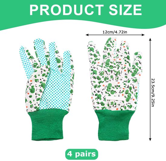 Ibenzoa® 4 Paar Dames Tuinhandschoenen - Comfortabel & Beschermend met Bloemenprint van Ibenzoa — afbeelding 5