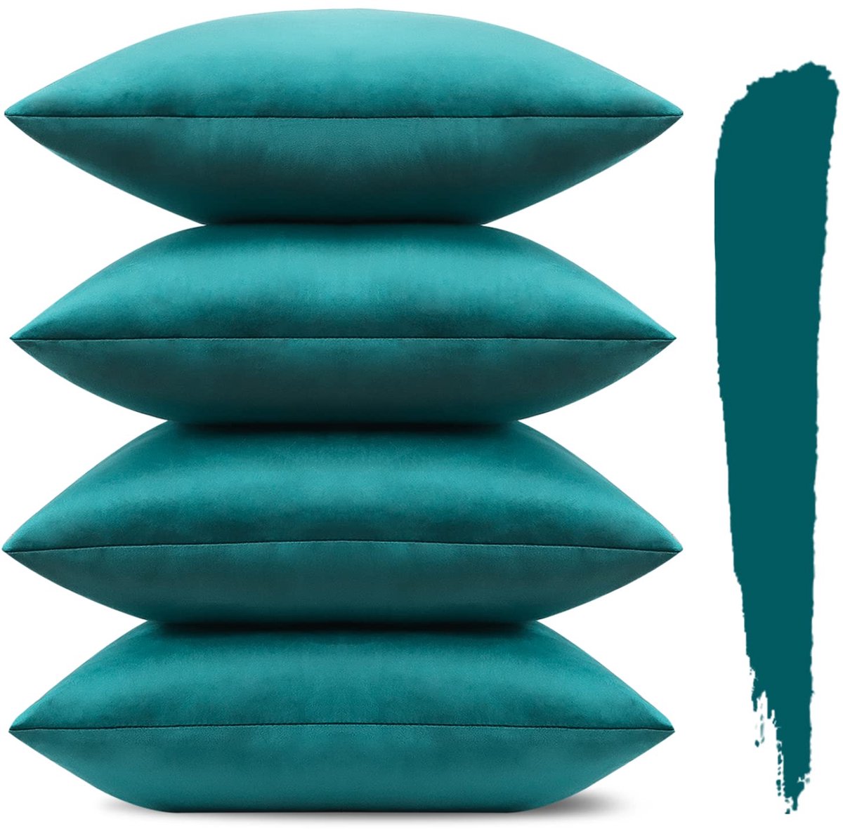 Ibenzoa Set van 4 Zachte Fluweel Kussenhoezen 45x45cm - Blauw blauw groen