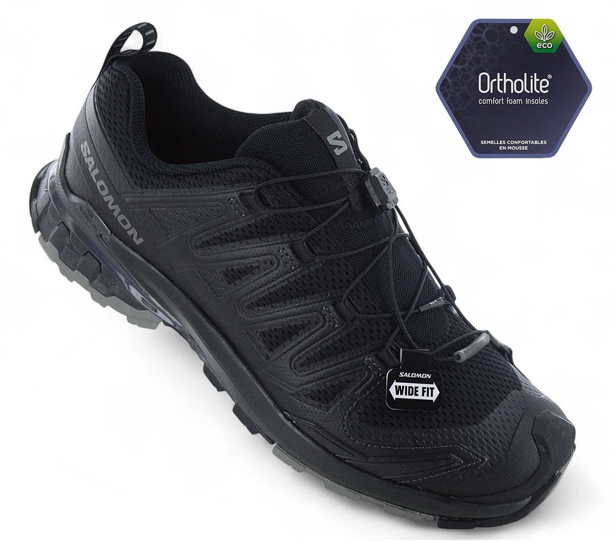 Salomon XA PRO 3D V9 WIDE - Heren Wandelschoenen Trail-Running Schoenen Zwart 472731 , Maat: EU 44 2/3 UK 10