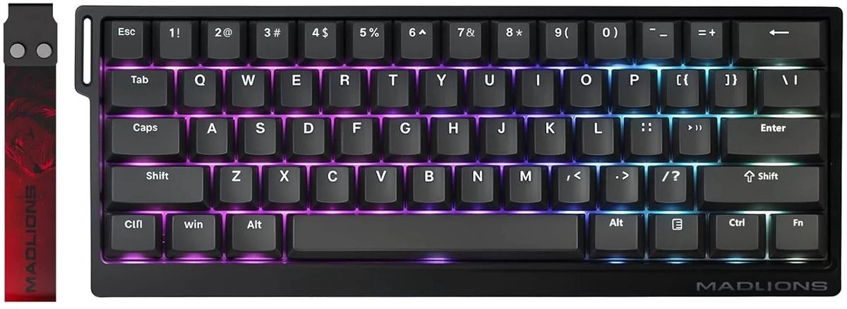 MADLIONS MAD 68 HE Flagship - Gaming Keyboard (Toetsenbord) - 60% - 8KHz - 0.04mm Rapid Trigger - 0.1ms - Magnetisch - Amber Pro Switches - RGB - 68 Keys - Side-Printed PBT - Zwart