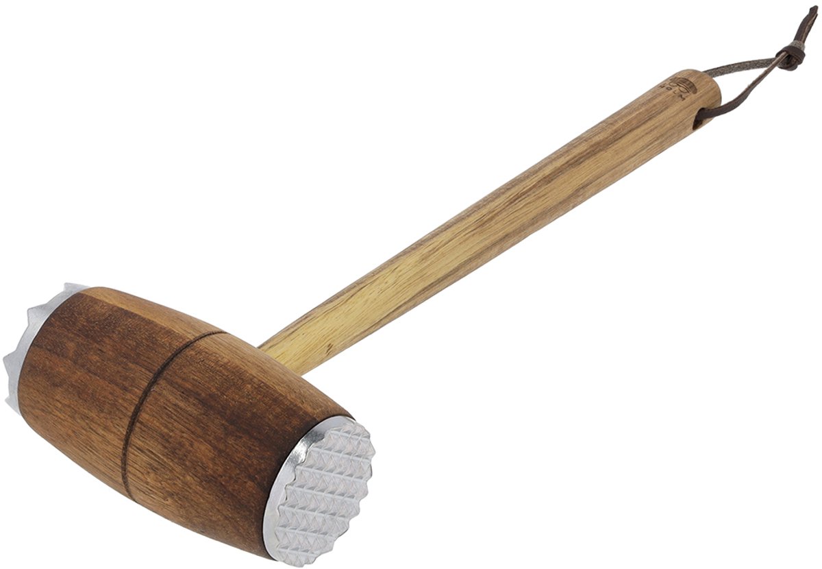HOLM Vleeshamer – Houten en Aluminium Knoophamer voor Vlees Malen & Plat Slaan – Keukengerei met Dubbele Kop – Acaciahout – FSC Gecertificeerd – 29,9 x 10,5 x 5,4 cm – Hout