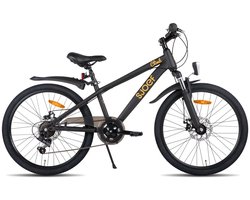 SJOEF Climb Jongensfiets 24 inch - Mountainbike - Kinderfiets 8, 9, 10, 11 & 12 Jaar - Spatborden - Fiets 24 inch - Zwart