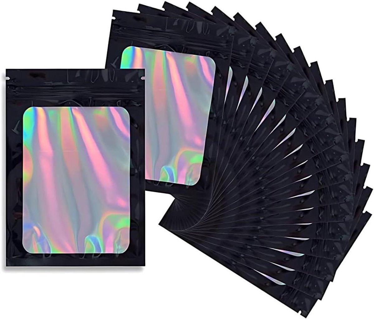 50 stuks geurremmende aluminium folie zakjes herbruikbaar 9 x 16 cm met ritssluiting - luchtdicht en transparant