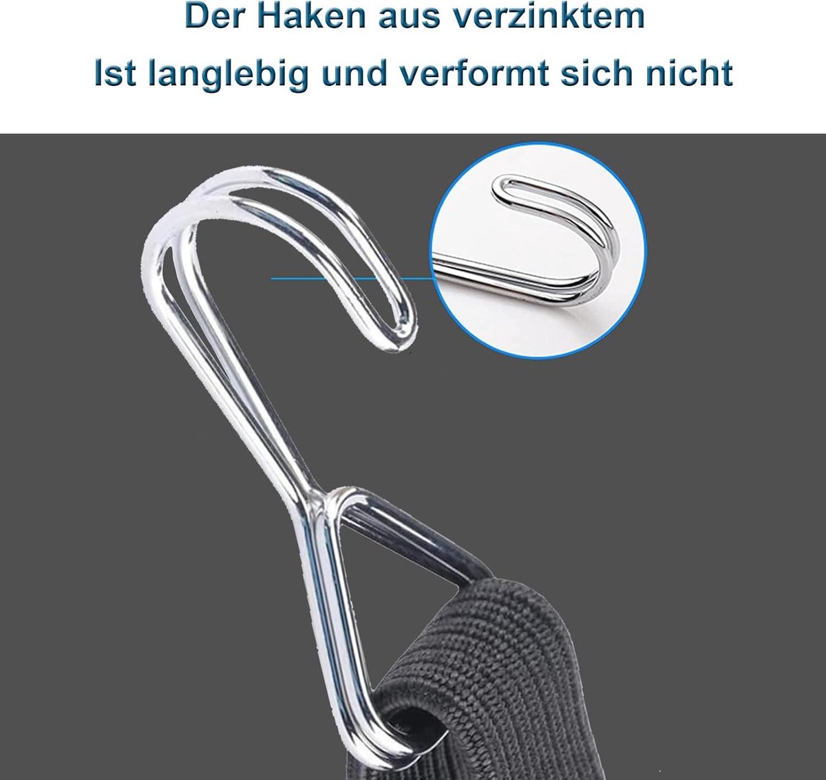 Spanrubber met haken, bagagespanner, 1 m, expander, spanband voor fiets, motorfiets, bestelwagen, 4 stuks, zwart
