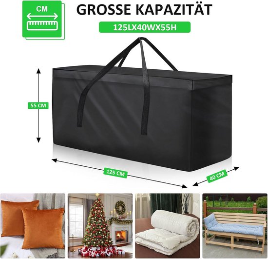 SIRUITON Opbergtas voor tuinmeubilair, 130 x 40 x 60 cm, opbergzakken voor terraskussens, zwaar belastbare, scherubbesteendige 600D Oxford-stof, waterdicht, anti-UV, kerstboomopbergtas met handvat