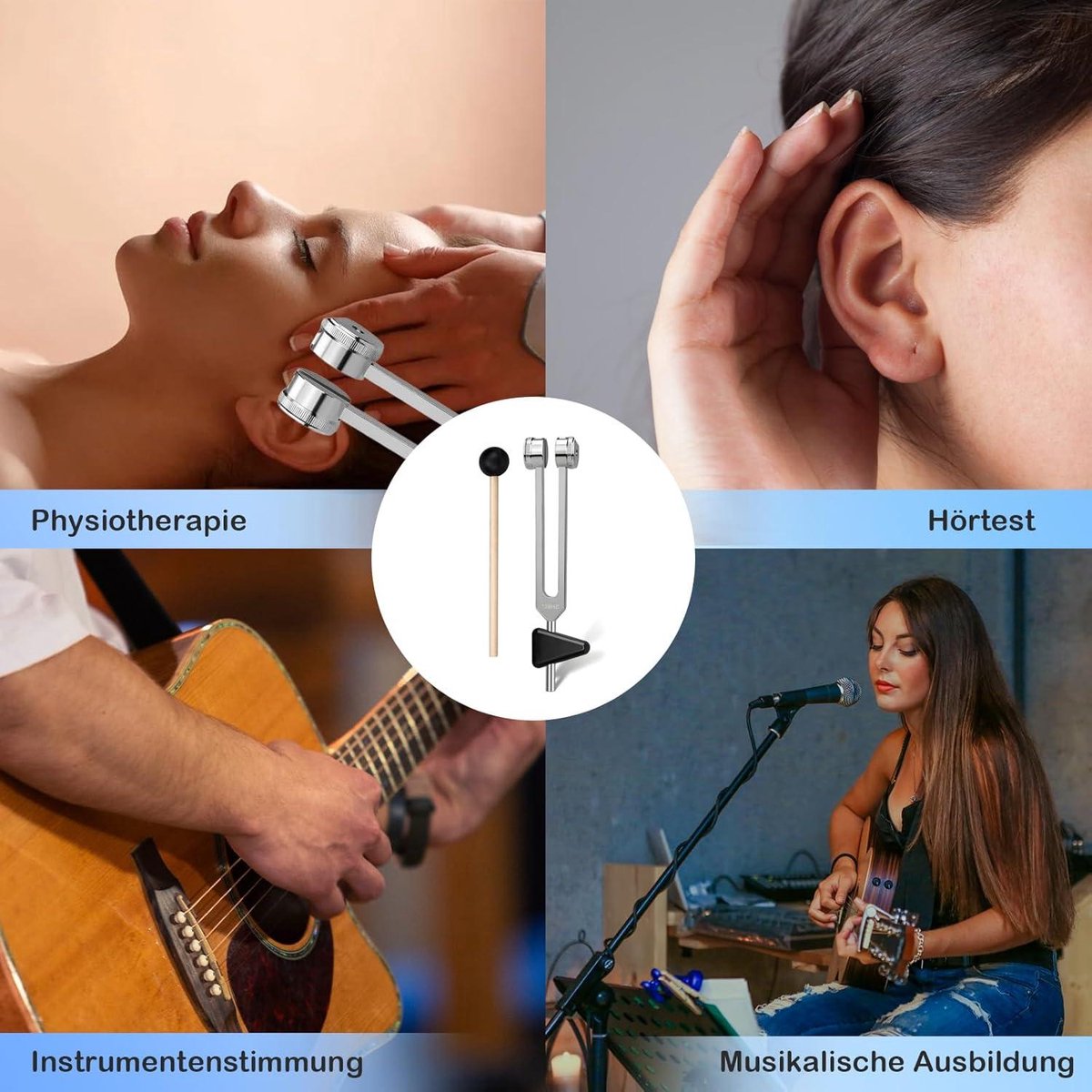 Bysameyee Stemvork 128 Hz, C-128 Frequentie Aluminiumlegering Medische Niet-Magnetische Stemvork voor Genezing met Taylor Percussie Hamer Mallet