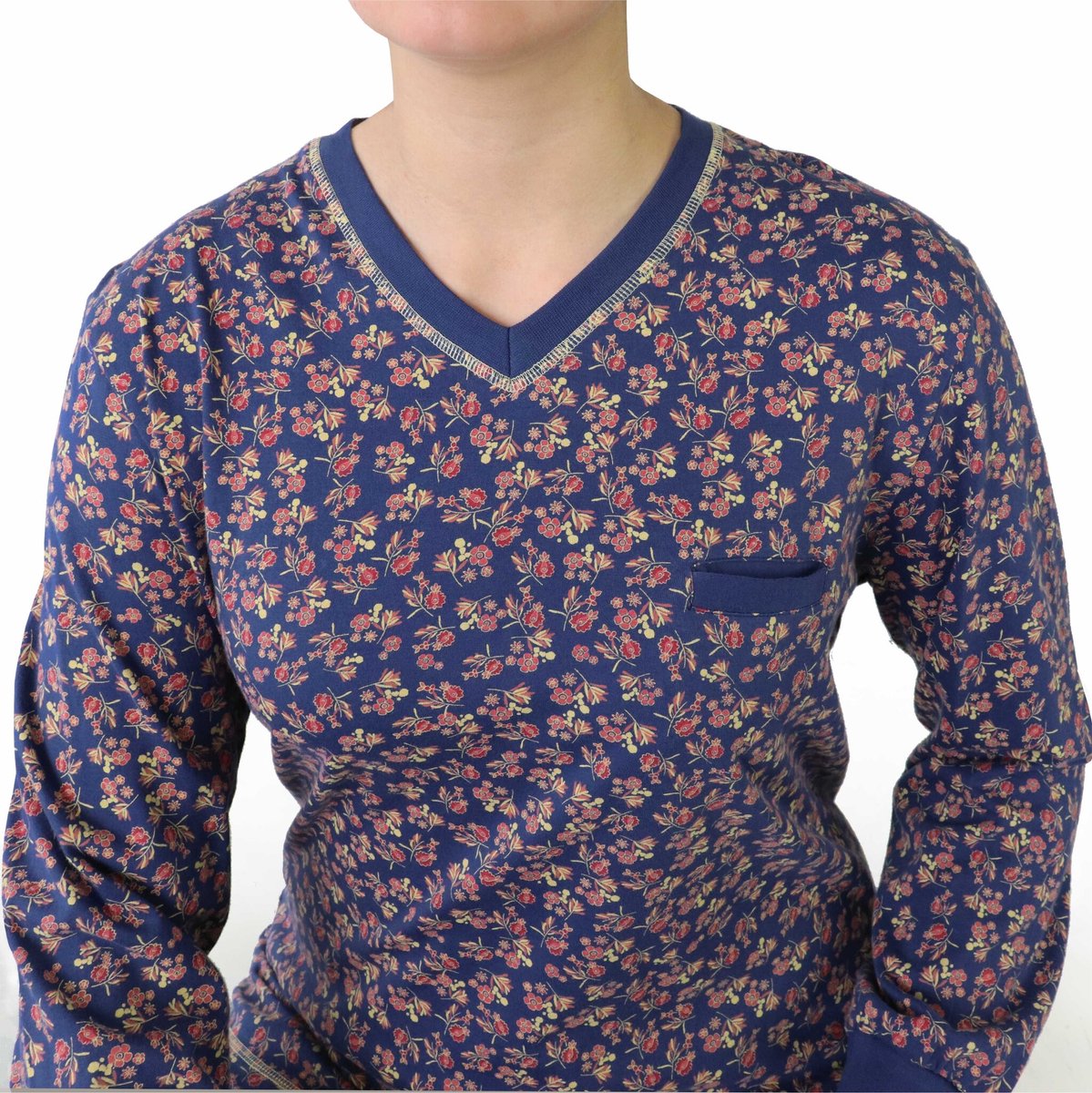 Tenderness Dames Pyjama - Lange Mouwen - V Hals - Blauw - Maat M