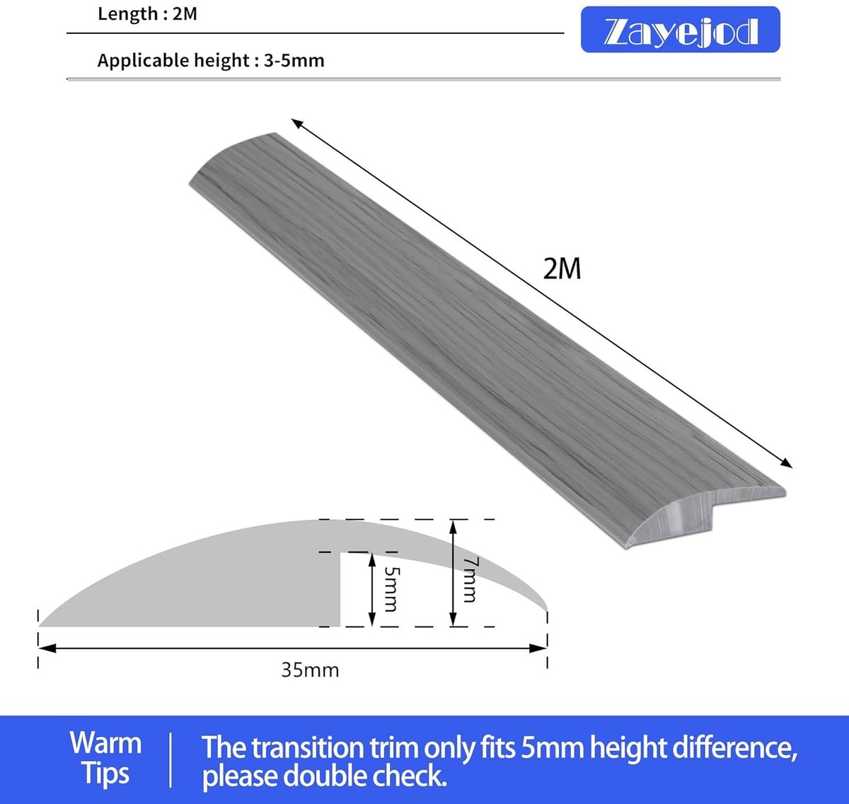 Platte overgangsbalk voor laminaatvloeren, T-molding sierlijsten en vloerovergangsstrips, platte