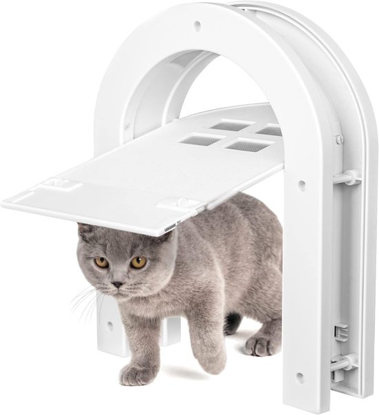 Kattenluik - Kattenluiken - Kattenluik met tunnel - Kattenluikje - Kattendeur - Wit - Magnetische sluiting - Waterdicht - Geschikt Voor Middelgrote & Kleine katten - Binnen & Buiten deuren - Size M