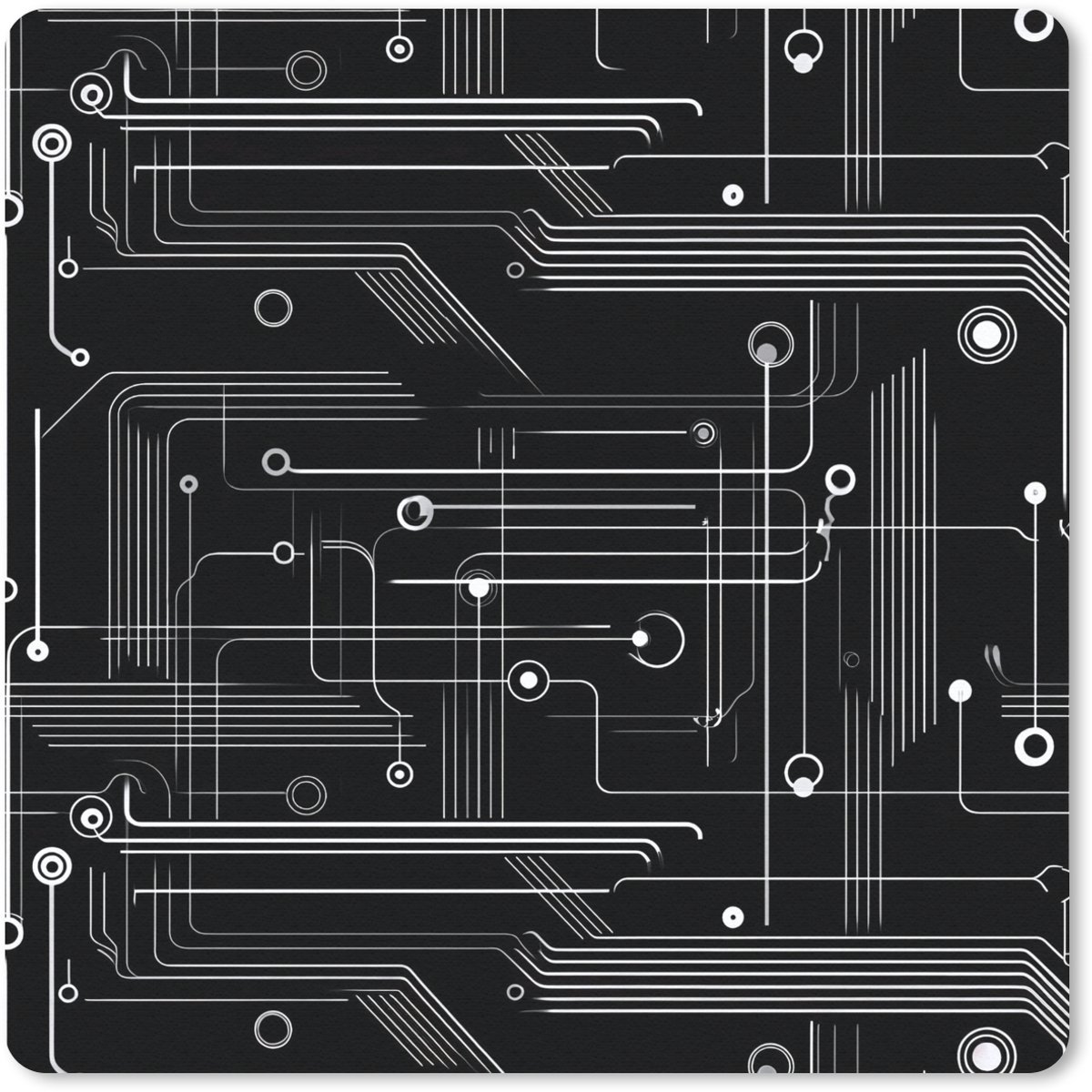 Muismat 30x30 cm - Mousepad Gaming - Abstract - Lijnen - Rondjes - Zwart - Muismatten