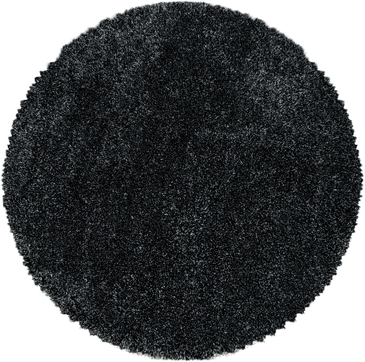 Extra hoogpolig vloerkleed Fluffy - rond - antraciet - 120x120 cm