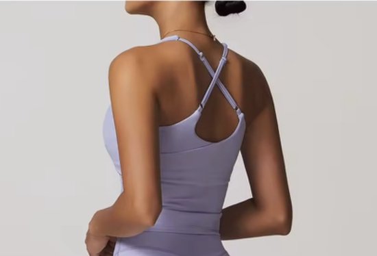 Set de sport Eclipse - Taille S - Lilas - Ensemble de sport 5 pièces avec soutien-gorge, haut à manches courtes, haut à manches longues, legging taille haute et short - Violet - Sans coutures et coupe Comfort