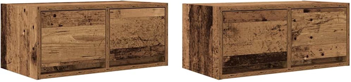 vidaXL - Tv-meubels - 2 - st - 60x31x25,5 - cm - bewerkt - hout - oud - houtkleurig