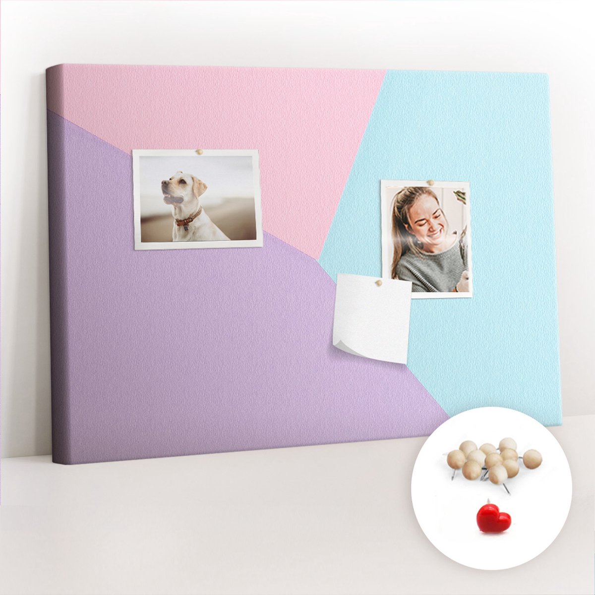 Tulup Prikbord - Pastelpatroon Kurk Bedrukken - 60 cm x 40 cm - Veelkleurig Prikbord - Houten Pinnen - Prikbord Van Kurk - Kurk Prikbord Bureau - Kurk Prikbord - Decoratief Kurkbord - Kurk Prikbord Canvas