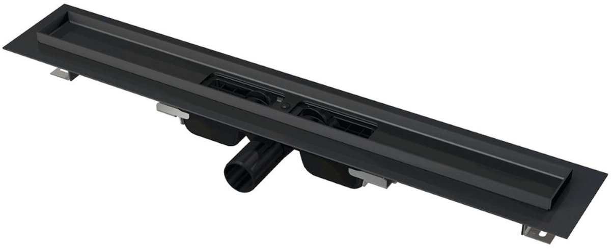 Alcadrain Douchegoten - Douchegoot 85 cm, met rand voor geperforeerd rooster, mat zwart APZ101BLACK-850