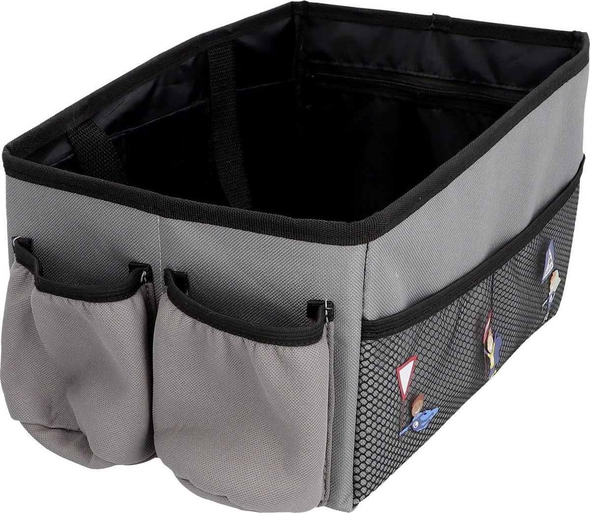 cartrend HERO achterbank organizer, met 12 vakken, grote en opvouwbare stoel organizer voor in de auto, met klittenbandsluiting, 12 vakken, grijs