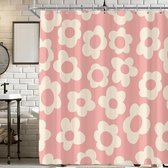 Happy Camp Rideau de douche rétro en tissu court pour caravane de voyage, salle de bain, style années 70, style bohème, camping, accessoires de décoration d'extérieur avec crochets 119 x 162 cm