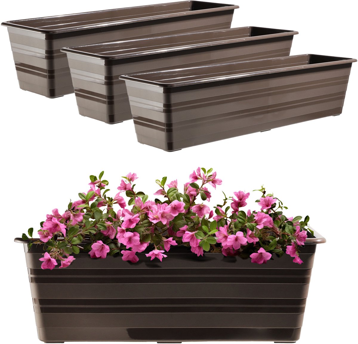 KADAX Balkonrelingpot Met Instelbare Handgreep – 30x28x20 Cm, Antraciet, Voor Bloemen & Planten, Geschikt Voor Buizen Tot 5,5 Cm