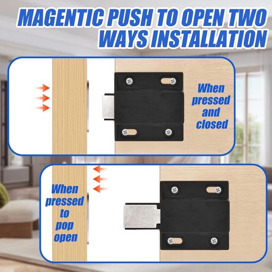 Automatische deurdranger, deurdranger, 15 stuks magnetische druksluitingen for kast Dubbel openende deur for kastdeursluiting Push Catch Pop Out kasthardware Keukendeur Push Release Latch