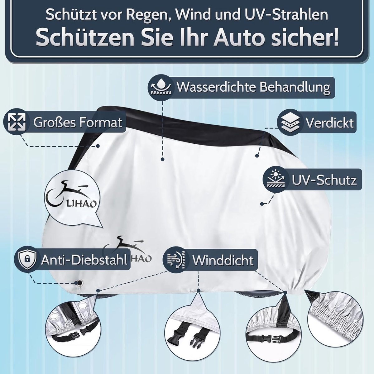 RFWR® Waterdichte Fietshoes voor Fietsen tot 29 Inch - 210D Zilver