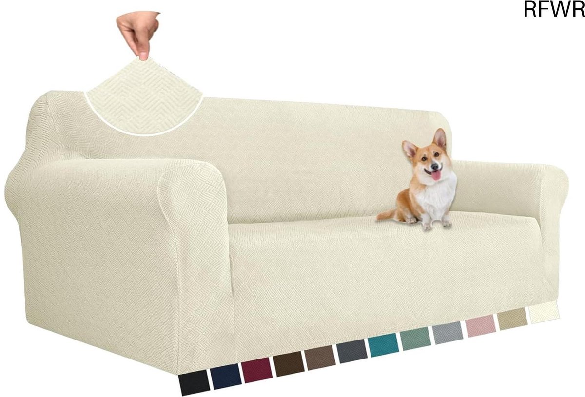 RFWR® Rekbare Bankhoes 3 Zits - Elastische Meubelhoes voor Woonkamer, Krasbestendig en Antislip