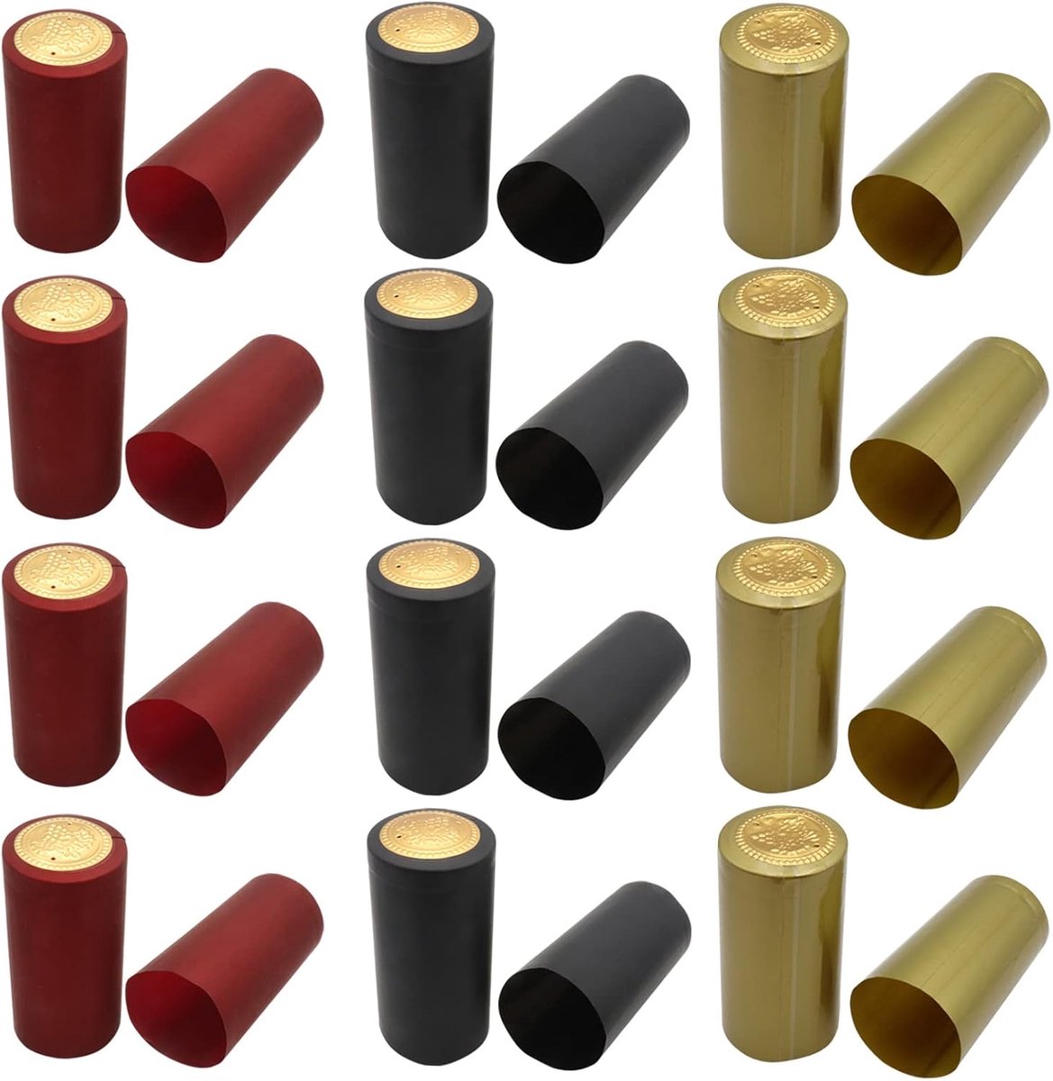 Krimpfolie voor Wijnflessen - 150 Stuks - Rood Goud Zwart - PVC