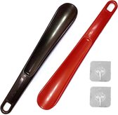 Allecto Plus - 2-Pack Uittrekbare Schoenlepel 25 cm voor Mannen Vrouwen Senioren - Rood/Zwart