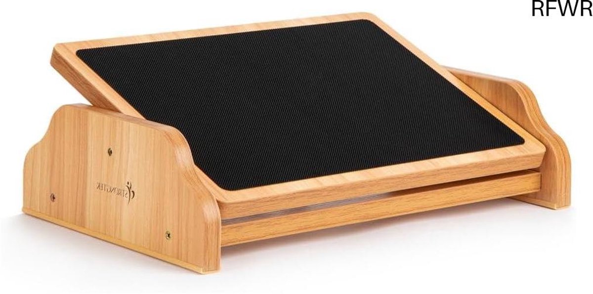 RFWR® Houten voetsteun onder bureau met antislip oppervlak, schommelende voetkruk voor thuiskantoor