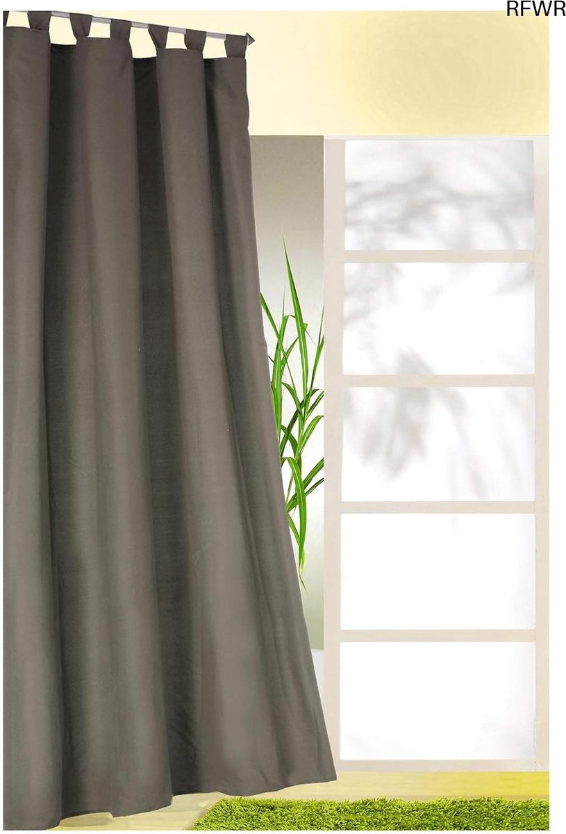 RFWR® Betongrijs decoratief gordijn met lussen en plooiband, ondoorzichtig maar lichtdoorlatend, 245 x 140 cm