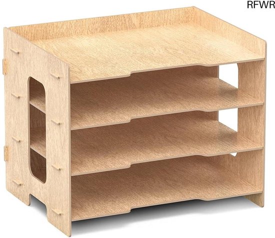 Étagère à Documents 7 Compartiments En Bois - Organiseur Bureau Courrier A4