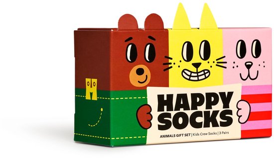 Coffret cadeau pour enfants Happy Socks 3P chaussettes animaux multicolores
