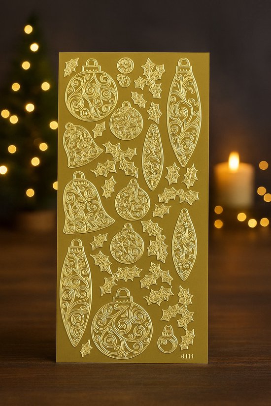 Feuille d'autocollants dorés 4111 Décorations de Noël
