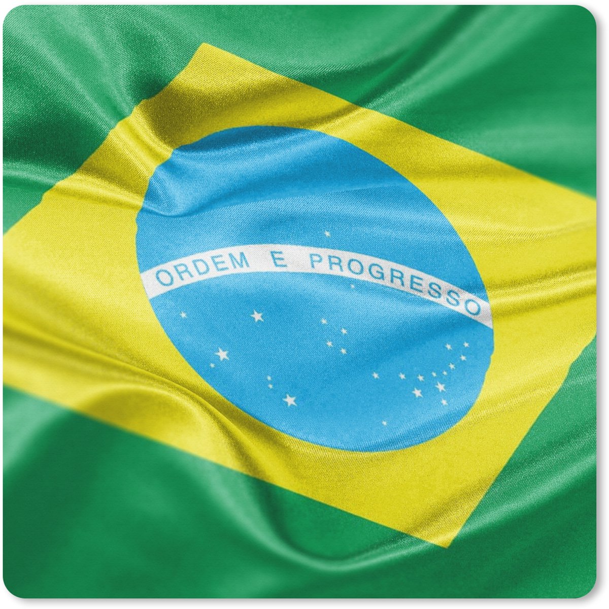 Muismat XXL 50x50 cm - Bureau onderlegger - Bureau mat Close-up van de vlag van Brazilië - Bureaumat - Gaming mousepad xl - Bureaulegger groot - Computer deskmat