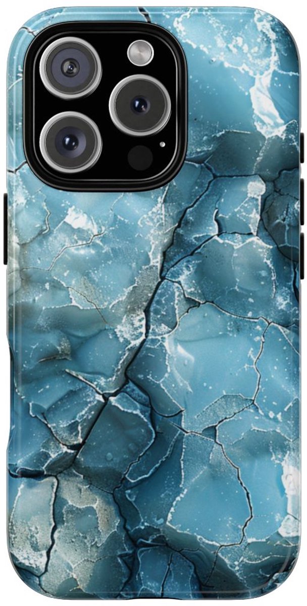 IJzige Fractalstructuur met Grunge – Telefoonhoesje Geschikt voor iPhone 16 Pro