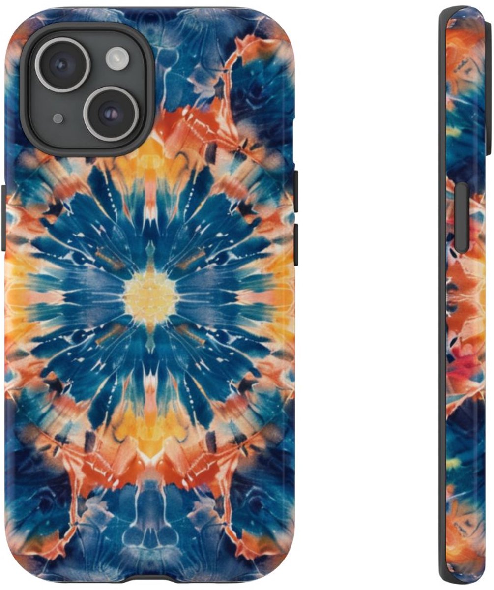 Vrolijk Tie-Dye Mandala Patroon – Telefoonhoesje Geschikt voor iPhone 15