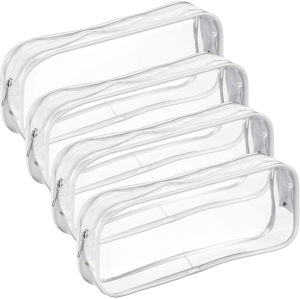 4Transparant PVCTas met grote capaciteit, rits, etui, reisbagage, cosmetische tas-Wit