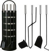 Outsunny Haardbestek, 5 delig, haardaccessoires met schop, bezem, tang