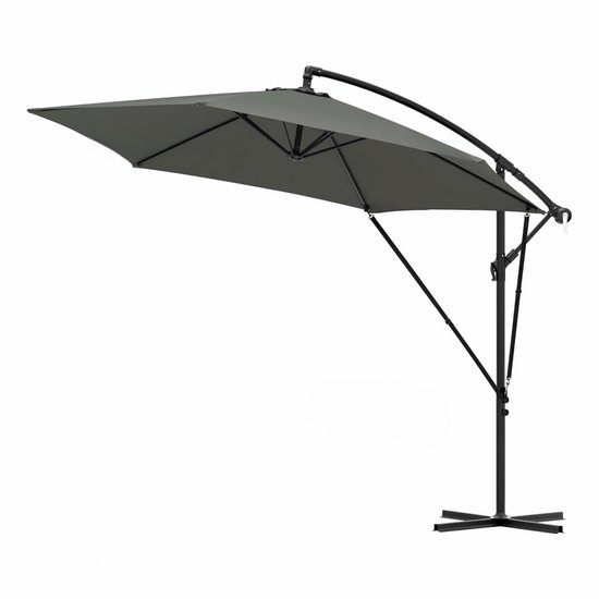 Parasol rond - Pour balcon, plage ou Jardin - Réglable et inclinable à 45° - Résistant aux UV et étanche - Gris foncé