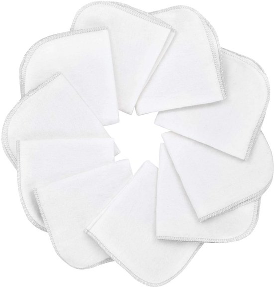 Mias Babywashandjes van molton flanel, 10 stuks, van katoen, kleur: wit, vrij van schadelijke stoffen, babydoekjes, cosmeticadoekjes, multifunctionele doeken
