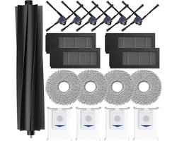 TOVBMUP 19 Stuks Stofzuigeronderdelen - Onderhoudsset voor Ecovacs Deebot X2 Omni/X2/X2 Pro - Geschikt voor Ecovacs Deebot X2 Serie - Incl. 1 Hoofdborstel, 4 HEPA-Filters, 4 Dweilpads, 4 Stofzakken en 6 Zijborstels