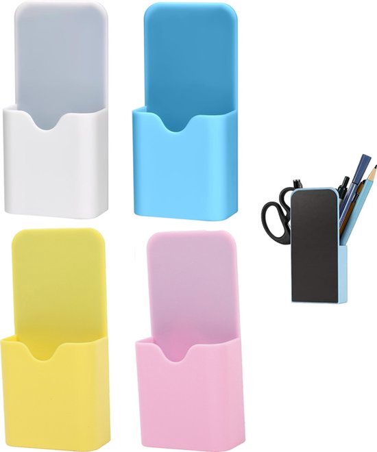 Magnetisch Pennenbakje - 4 Stuk - Magnetische Potloodhouders - Magnetisch Bakje - Whiteboard Potloodhouders - Whiteboard Accessoirehouder - Pennenhouder Voor Whiteboard Of Koelkast - Voor School, Kantoor, Thuis, Kast En Metalen Kasten - 12x5.7x2.7CM