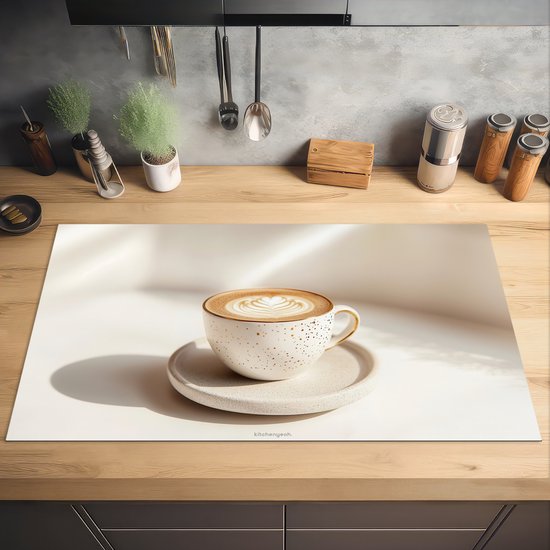 KitchenYeah® Inductie beschermer 95x50 cm - Cappuccino - Schuim - Wit - Beige - Kookplaataccessoires - Afdekplaat voor kookplaat - Inductiebeschermer - Inductiemat - Inductieplaat mat - Keuken decoratie