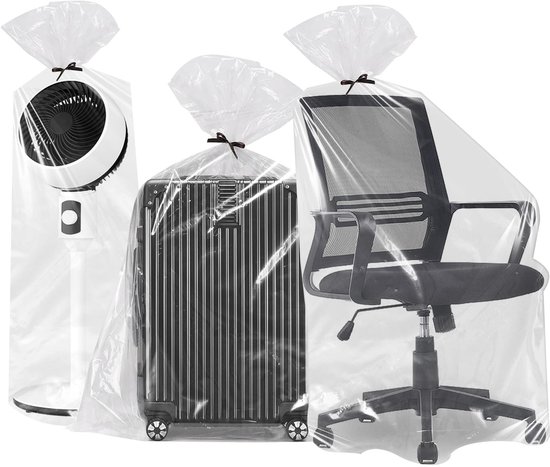 Sacs de rangement transparents - robustes et imperméables - lot de 3 - polyéthylène - 110 x 90 cm