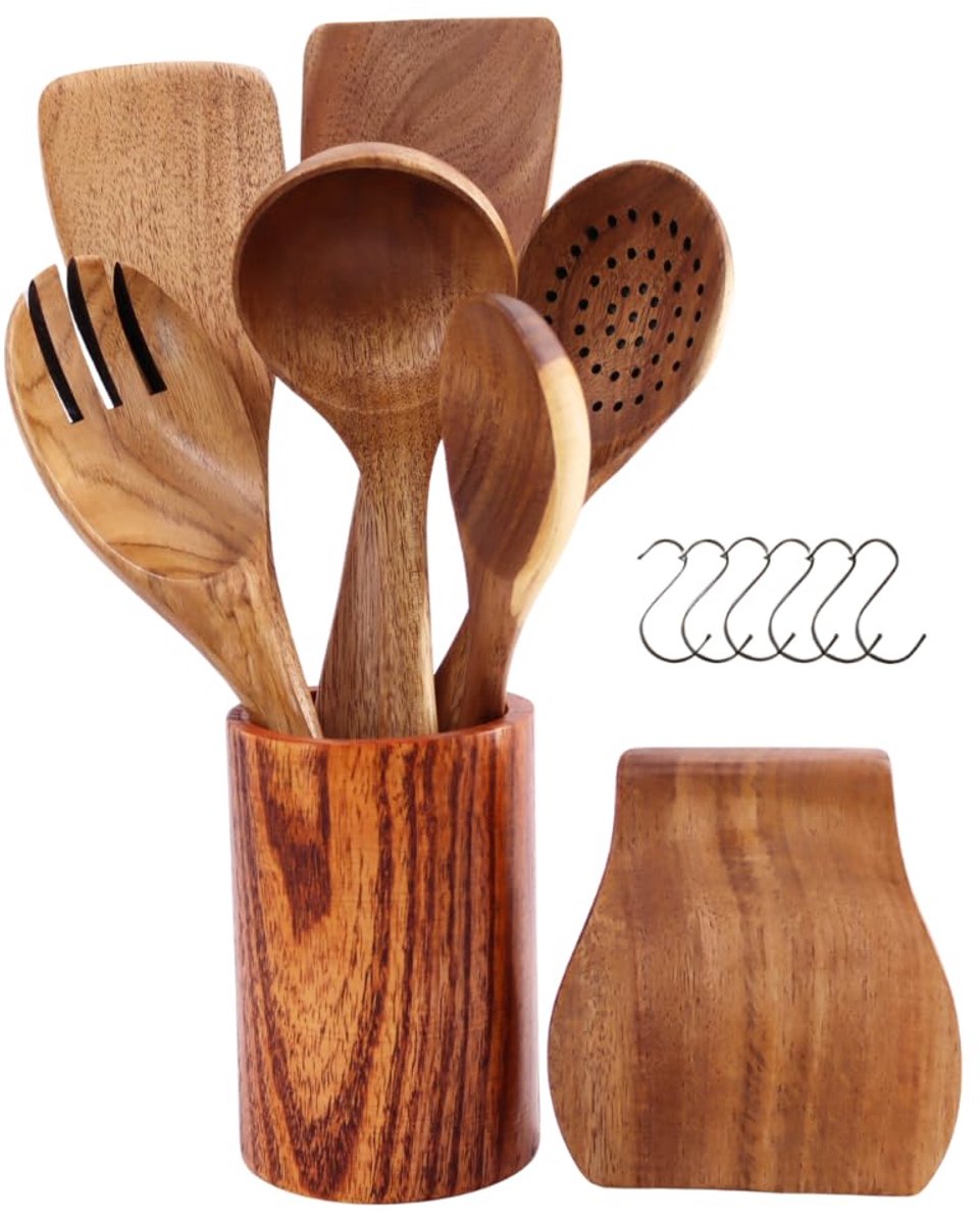 Houten Keukenaccessoires Set - 14 stuks - Acaciahout - Ergonomisch ontwerp