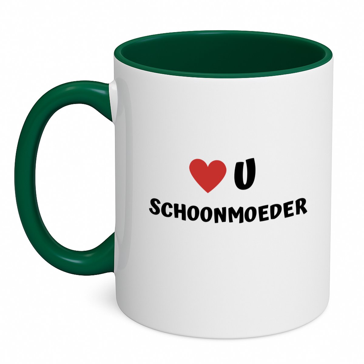 Hacebo® - love u schoonmoeder koffiebeker donker groen - Schoonmoeder - de liefste schoonmoeder - thee mok - koffie beker - Moeder cadeautjes - moederdag - verjaardag - geschenk - kado - koffiemok - 350 ML inhoud