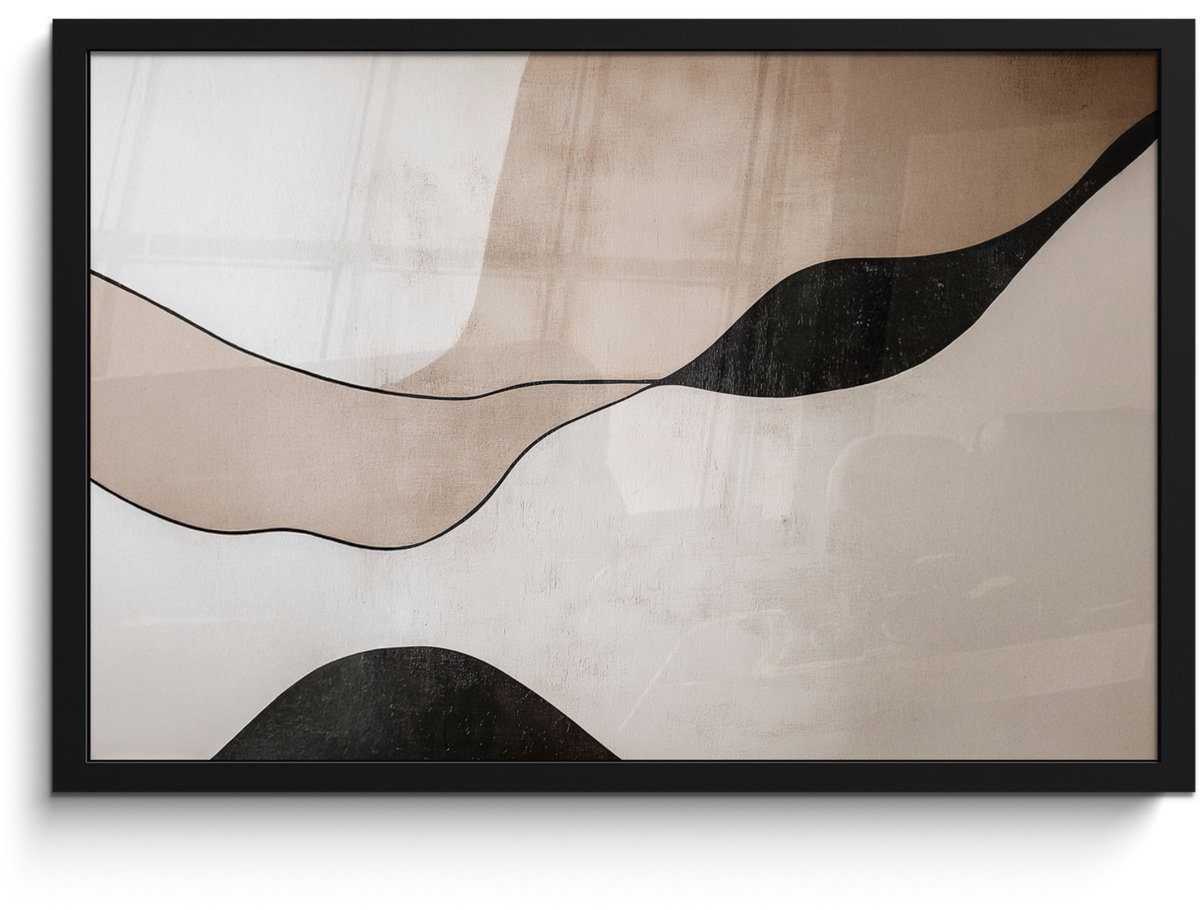 FrameYourWall Poster in lijst - Fotolijst 60x40 cm - Posters - Contourlijnen - Abstracte landschap - Posterlijst zwart - Decoratie - Wanddecoratie woonkamer - Muurdecoratie slaapkamer