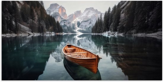 Poster 80x40 cm - Boot - Bergen - Natuur - Water - Posters - Kamer decoratie - Wanddecoratie woonkamer - Muurdecoratie slaapkamer