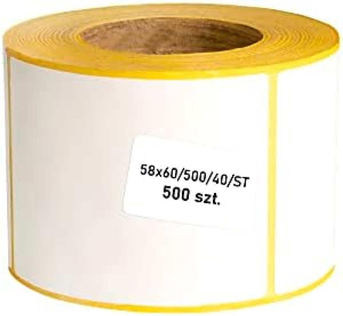 PolkaHome Witte thermische etiketten op rol - 58 x 60 mm - 500 stuks - huls 40 mm - permanente lijm, voor barcodes, weegschaal etiketten en thermische printers