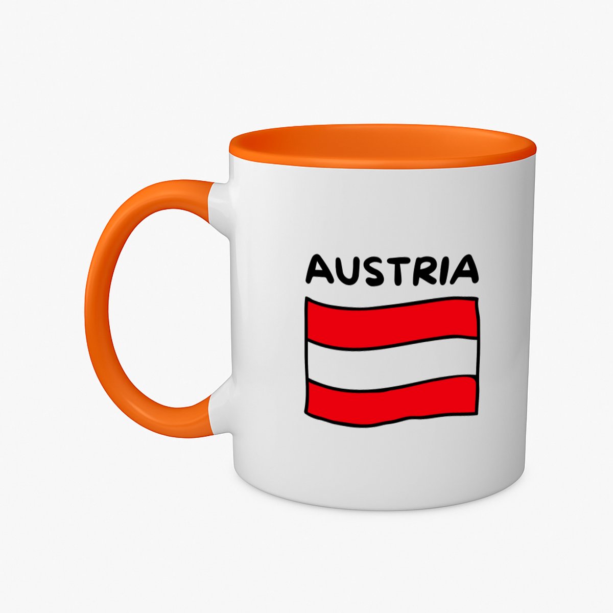 Hacebo® - Austria vlag koffiebeker oranje - Oostenrijk - reizigers - thee mok - koffie beker - toerist - verjaardagscadeau - souvenir - vakantie - koffiemok - 350 ML inhoud