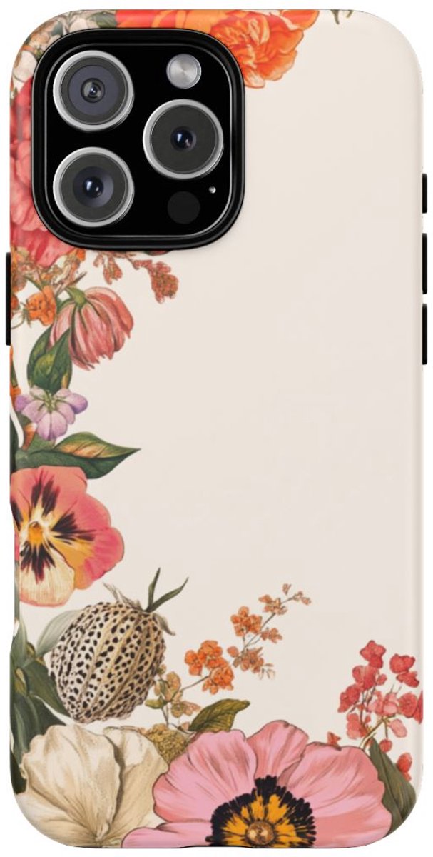 Vintage Botanische Bloemenrand – Telefoonhoesje Geschikt voor iPhone 16 Pro Max